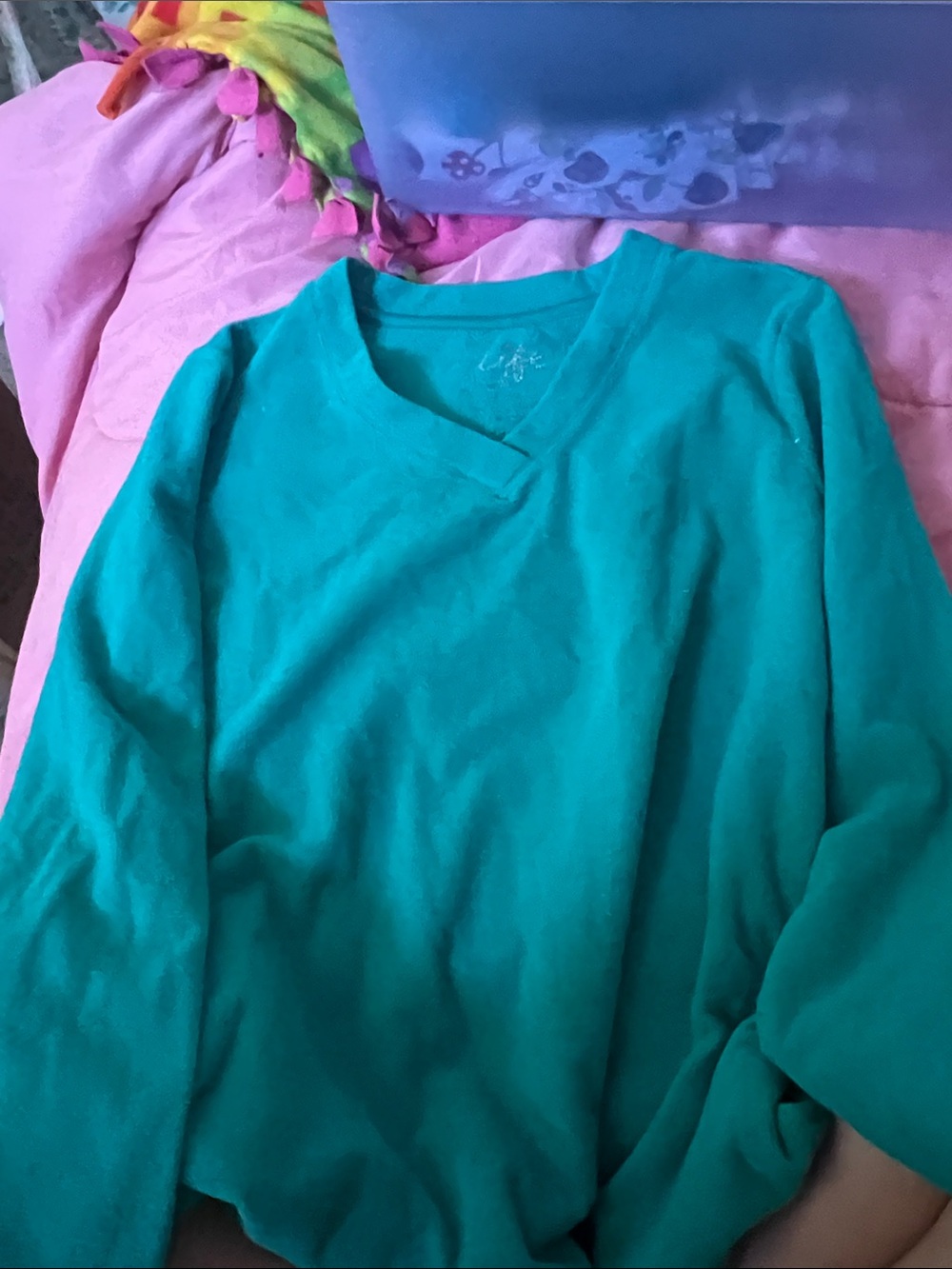 made for life Women's Teal V-Neck Sweater